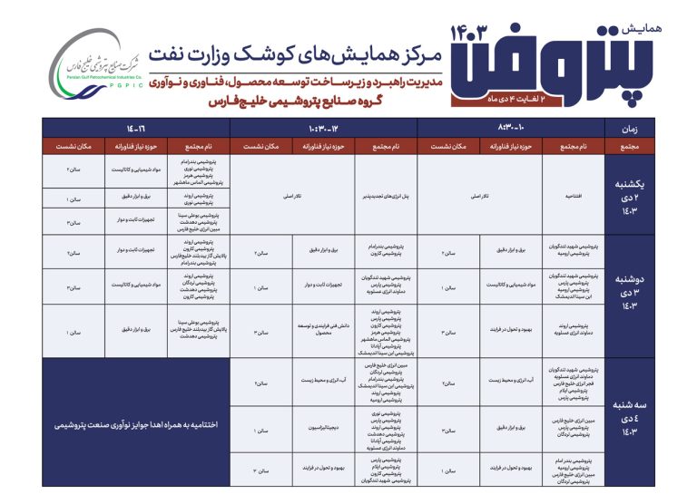 برنامه همایش ملی پتروفن ۱۴۰۳