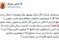 مدیرعامل شرکت گاز استان بوشهر مثل همیشه با خیال راحت گفته گاز ۸ پتروشیمی متانولی منطقه ویژه پارس جنوبی را قطع کردیم