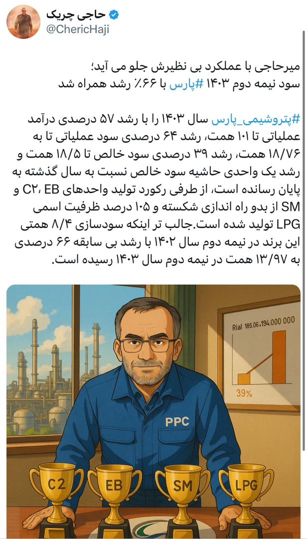 سود نیمه دوم ۱۴۰۳ پارس با ۶۶٪ رشد همراه شد سود نیمه دوم ۱۴۰۳ پارس با ۶۶٪ رشد همراه شد