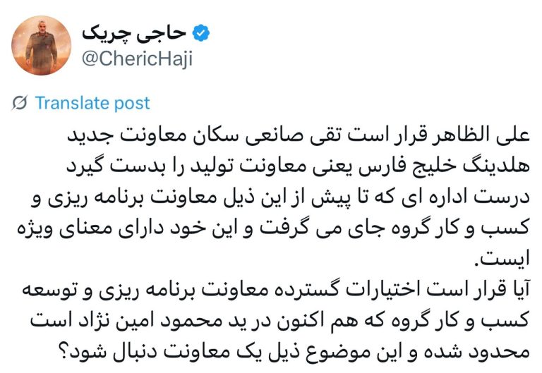 معاونت جدید هلدینگ خلیج فارس