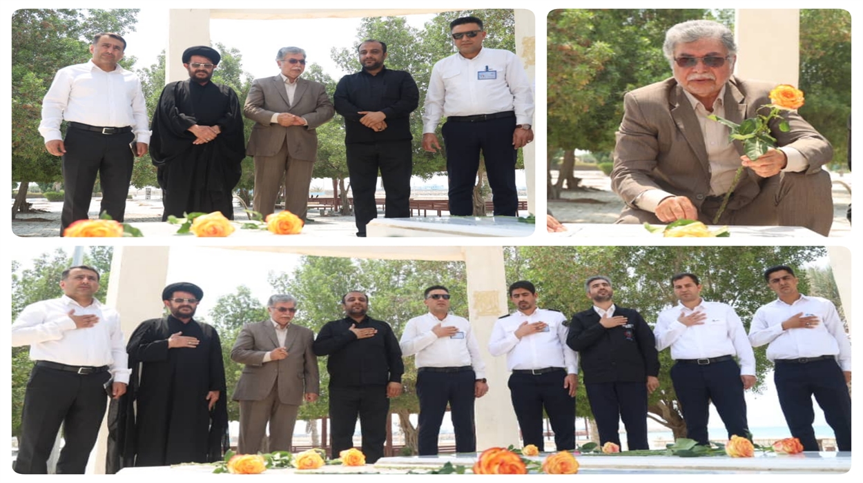 غبارروبی و عطرافشانی مزار شهدای گمنام شهر نخل تقی توسط مدیرعامل و کارکنان پتروشیمی بوشهر