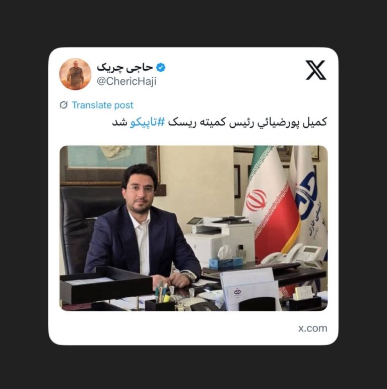 کمیل پورضیائی رئیس کمیته ریسک تاپیکو‬⁩ شد