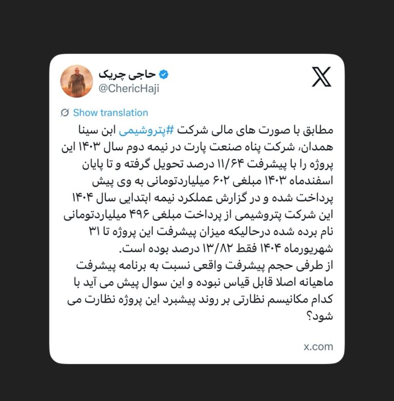 با کدام مکانیسم نظارتی بر روند پیشبرد پروژه پتروشیمی ابن سینا نظارت می‌شود؟