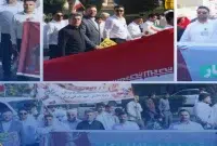 فریاد استکبارستیزی کارکنان پتروشیمی بوشهر در راهپیمایی ۱۳ آبان