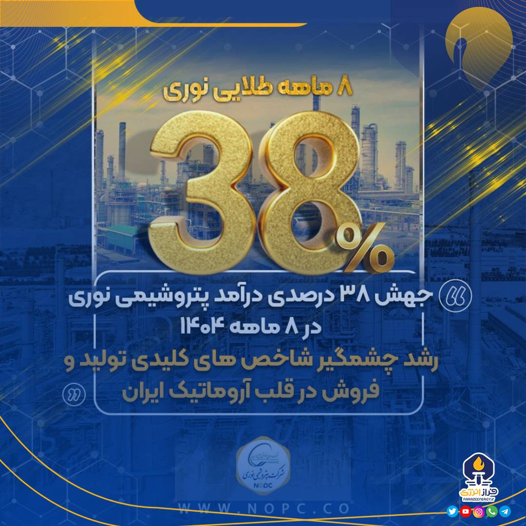 جهش ۳۸ درصدی درآمد پتروشیمی نوری در ۸ ماهه ۱۴۰۴