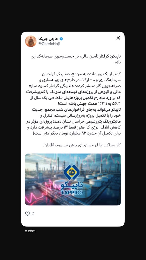 تاپیکو؛ گرفتار تأمین مالی، در جست‌وجوی سرمایه‌گذاری تازه