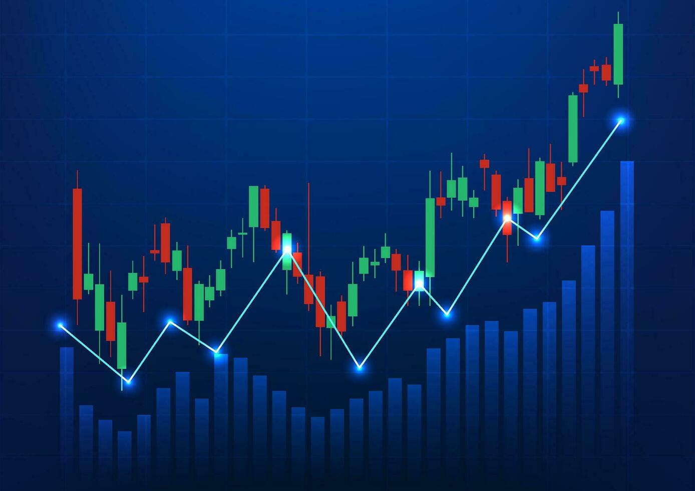 stock graph technology background it is a technology that shows the growth price of a company on the stock market increasing the attractiveness of investors green and red charts along with bars vector