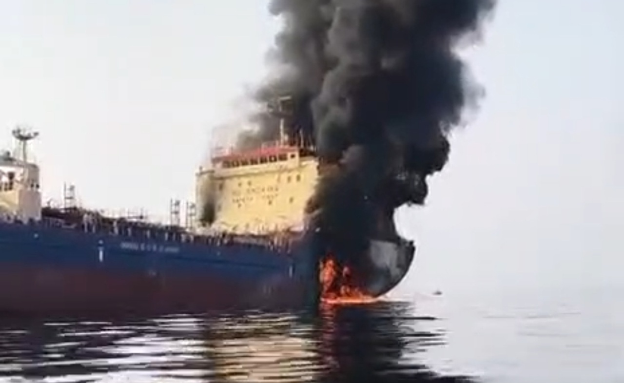 tanker skylight on fire screenshot from video on social media