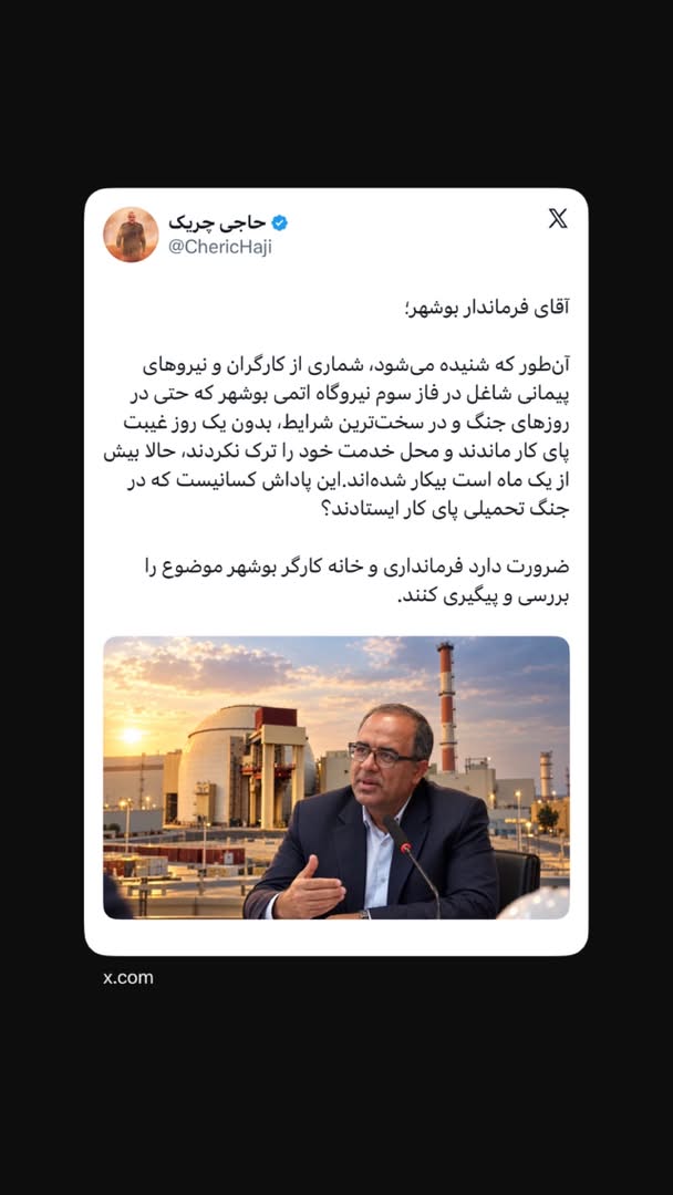 آقای فرماندار بوشهر؛