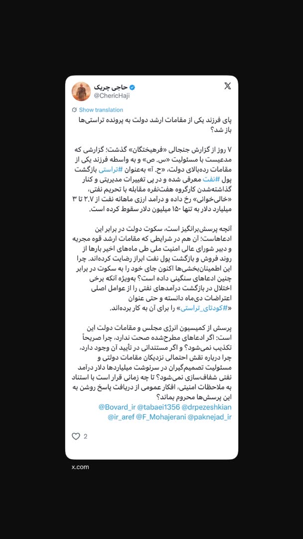 پای فرزند یکی از مقامات ارشد دولت به پرونده تراستی‌ها باز شد؟